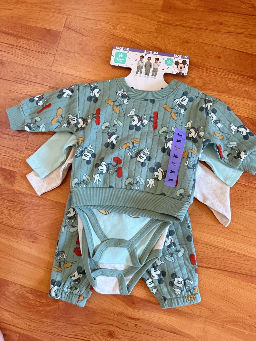 Disney Green Mickey Mouse 4-Piece Set - Size 3M